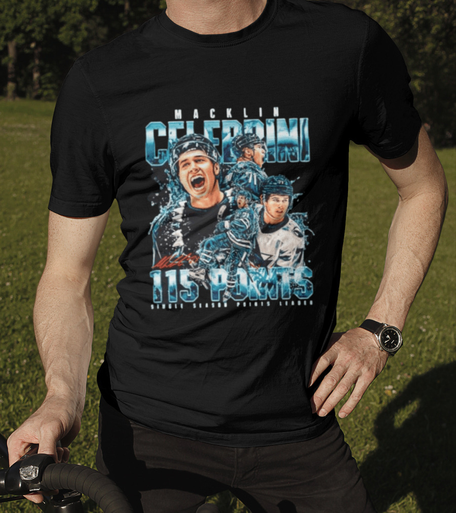 Macklin Celebrini 115 Points San Jose Sharks #71 Collage T-Shirt