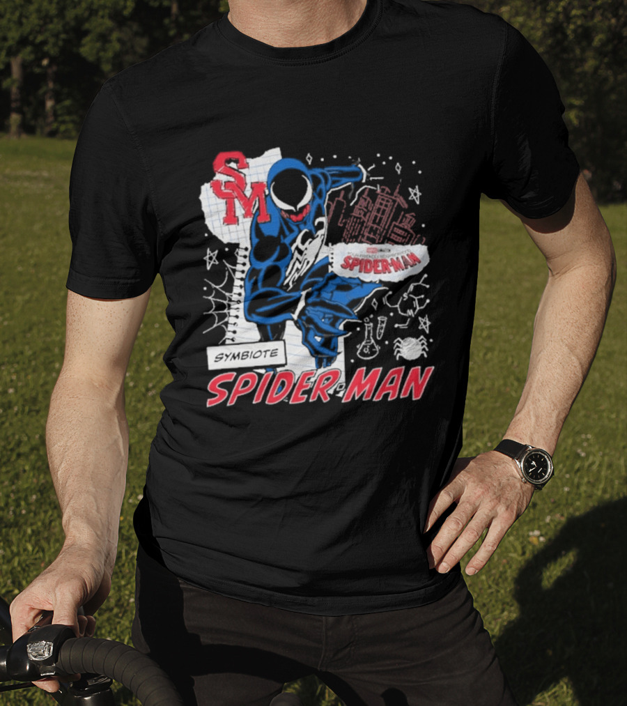 Marvel Symbiote Spider Man Sketch SM Spiderman In City Scene T-Shirt