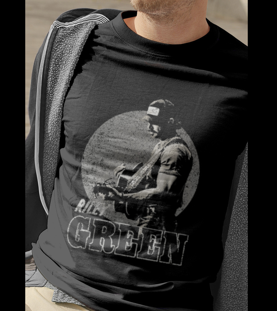 Riley Green Musician Strumming Guitar With Green T-Shirt