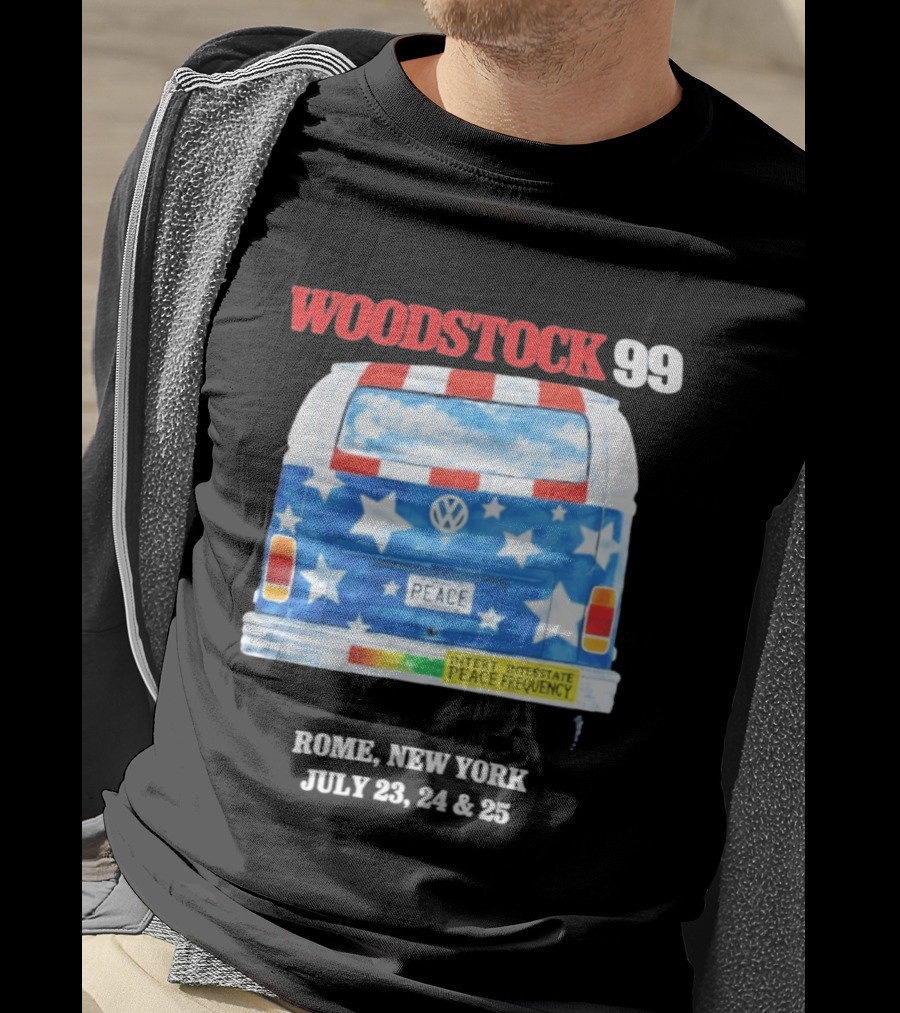 Woodstock 99 Something Very Bad Is Going To Happen Peace Frequency VW Van T-Shirt