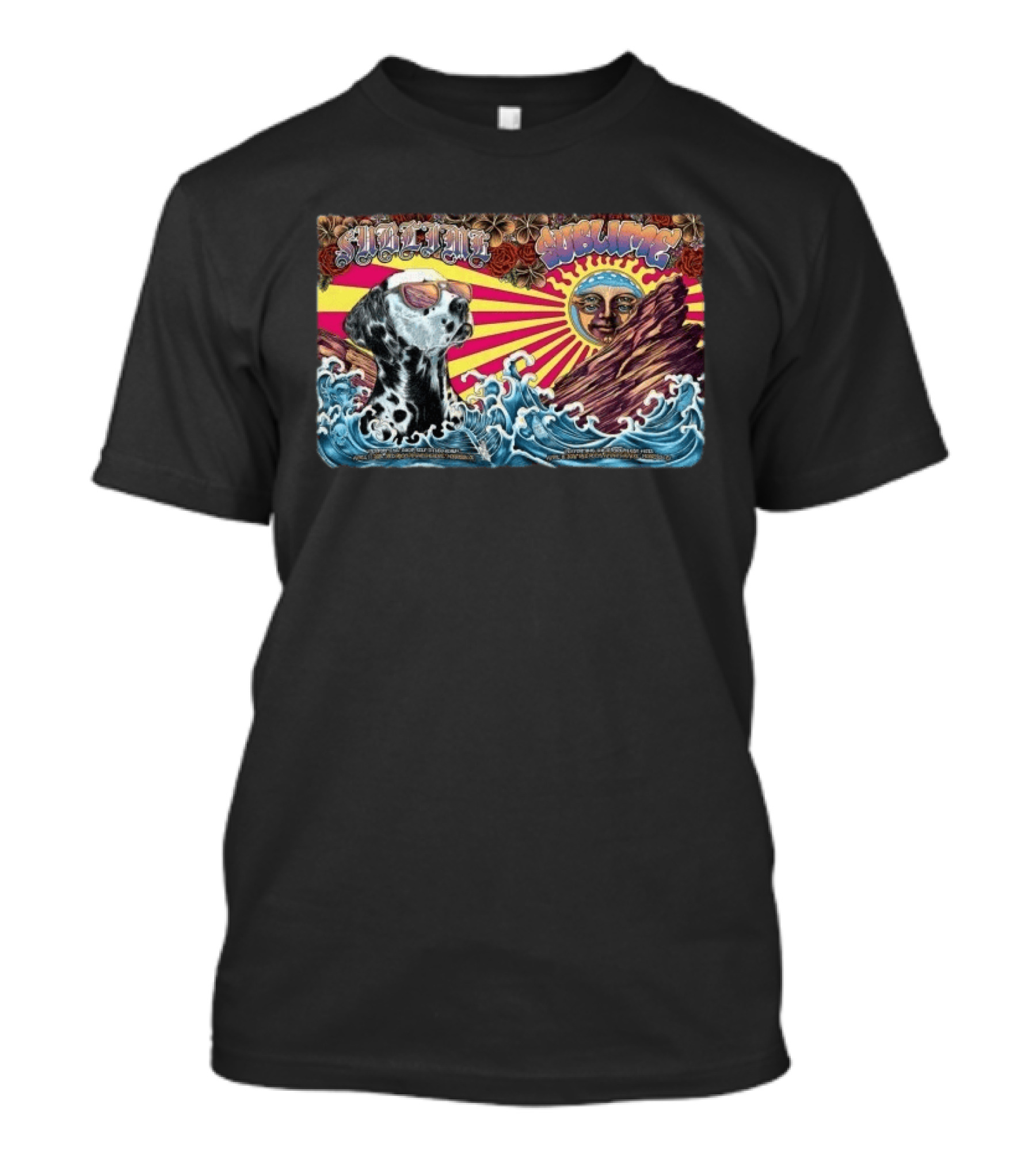Sublime Red Rocks April 17 18 2026 Morrison CO Dalmatian Sunglasses Sun Waves Roses T-Shirt