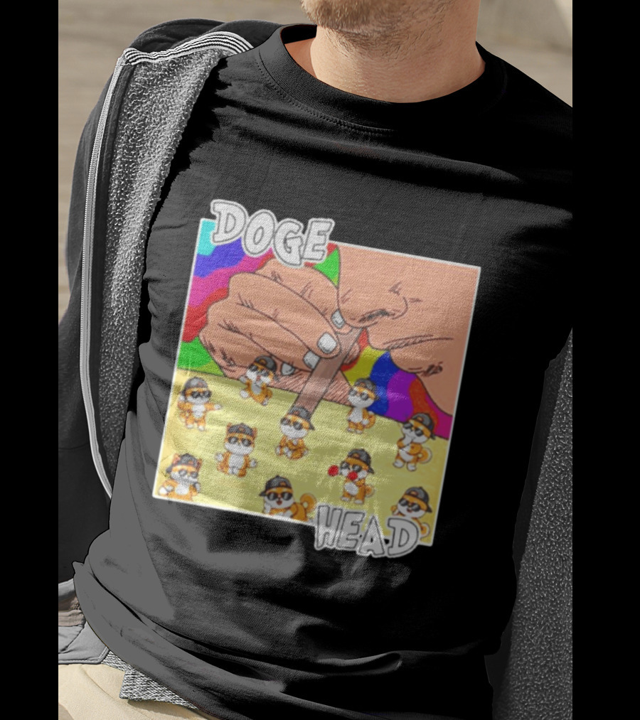 Doge Head Meme Cartoon With Dogs And Sunglasses T-Shirt