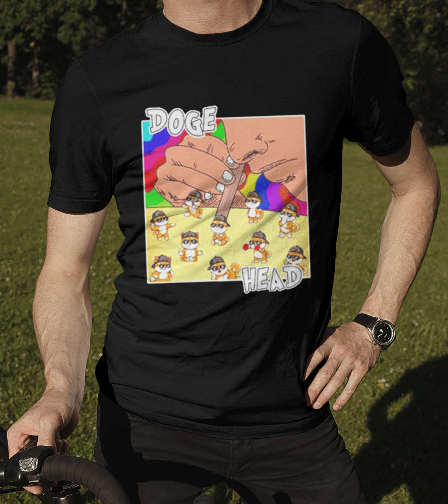 Doge Head Meme Cartoon With Dogs And Sunglasses T-Shirt