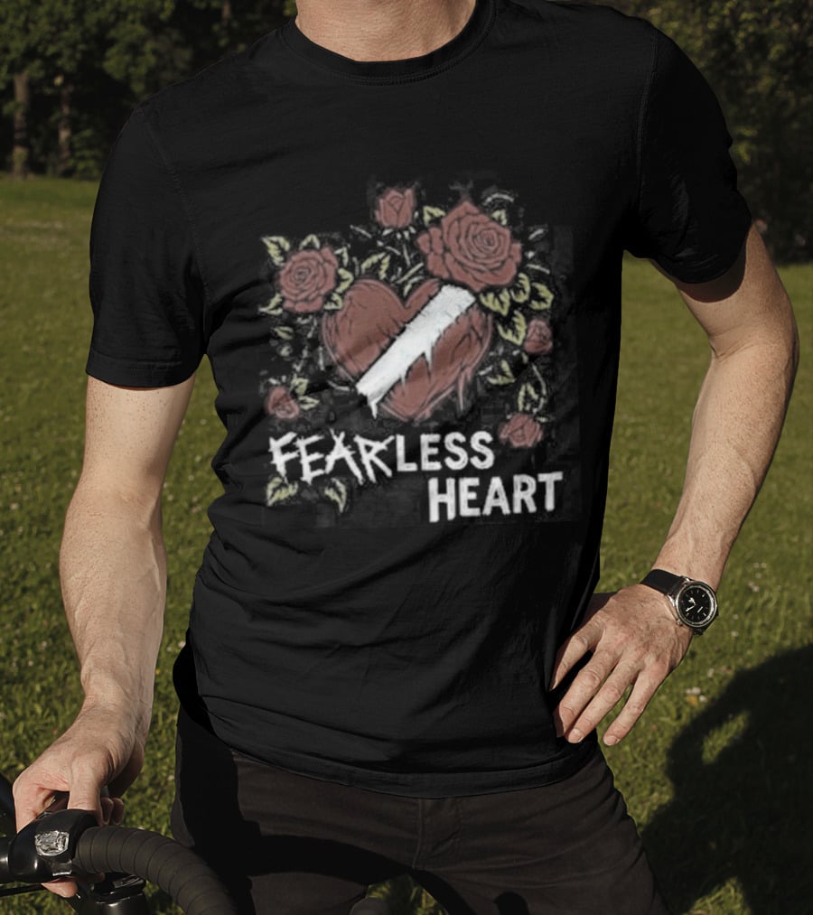 Fearless Heart Pink Roses And Yellow Leaves T-Shirt