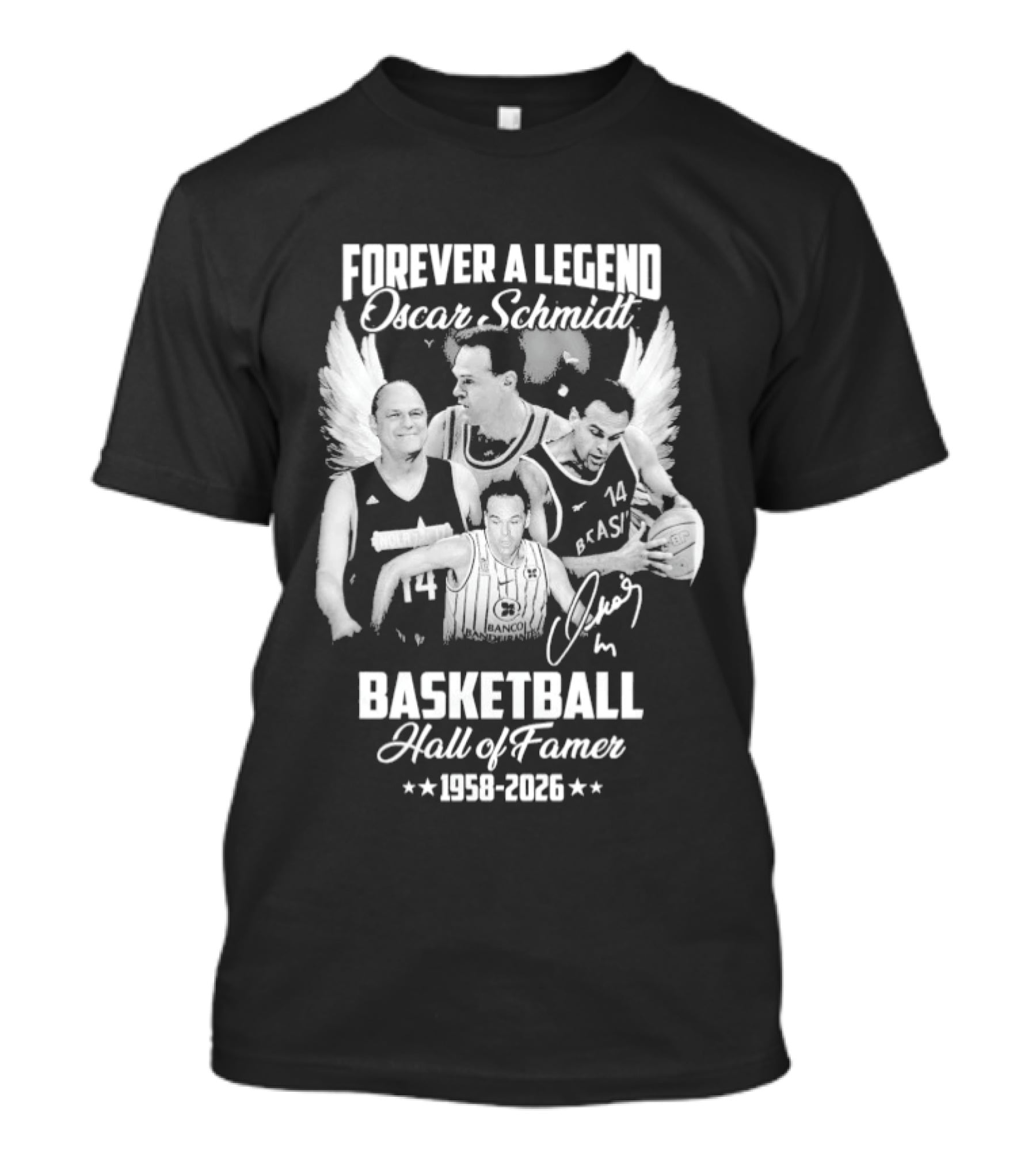 Forever A Legend Oscar Schmidt Basketball Hall Of Famer 1958 2026 Winged T-Shirt