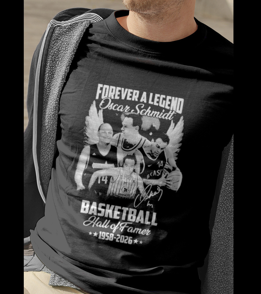 Forever A Legend Oscar Schmidt Basketball Hall Of Famer 1958 2026 Winged T-Shirt