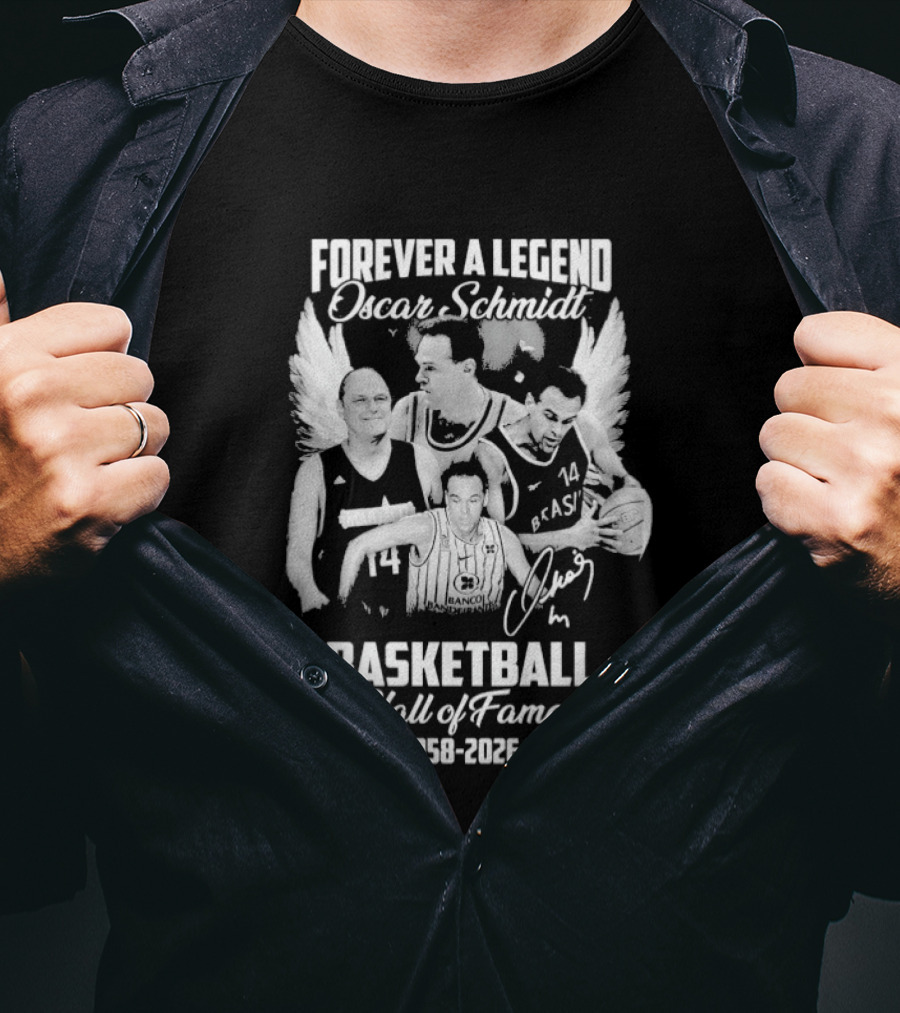 Forever A Legend Oscar Schmidt Basketball Hall Of Famer 1958 2026 Winged T-Shirt