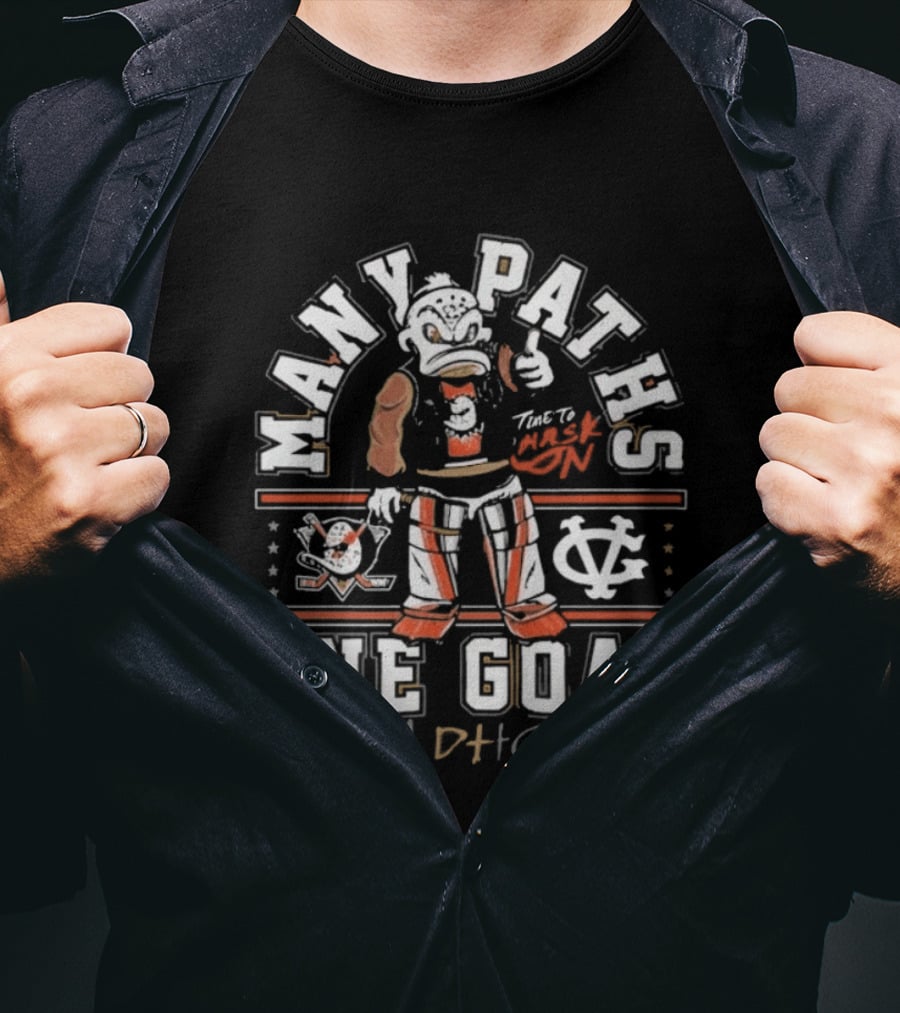 Anaheim Ducks Many Paths One Goal ADHC Vintage Cartoon T-Shirt