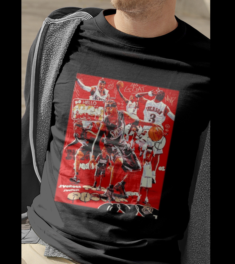 Allen Iverson Philadelphia 76ers NBA Hall Of Famer Iconic Collage 3 Jersey MVP Greatest 01 T-Shirt