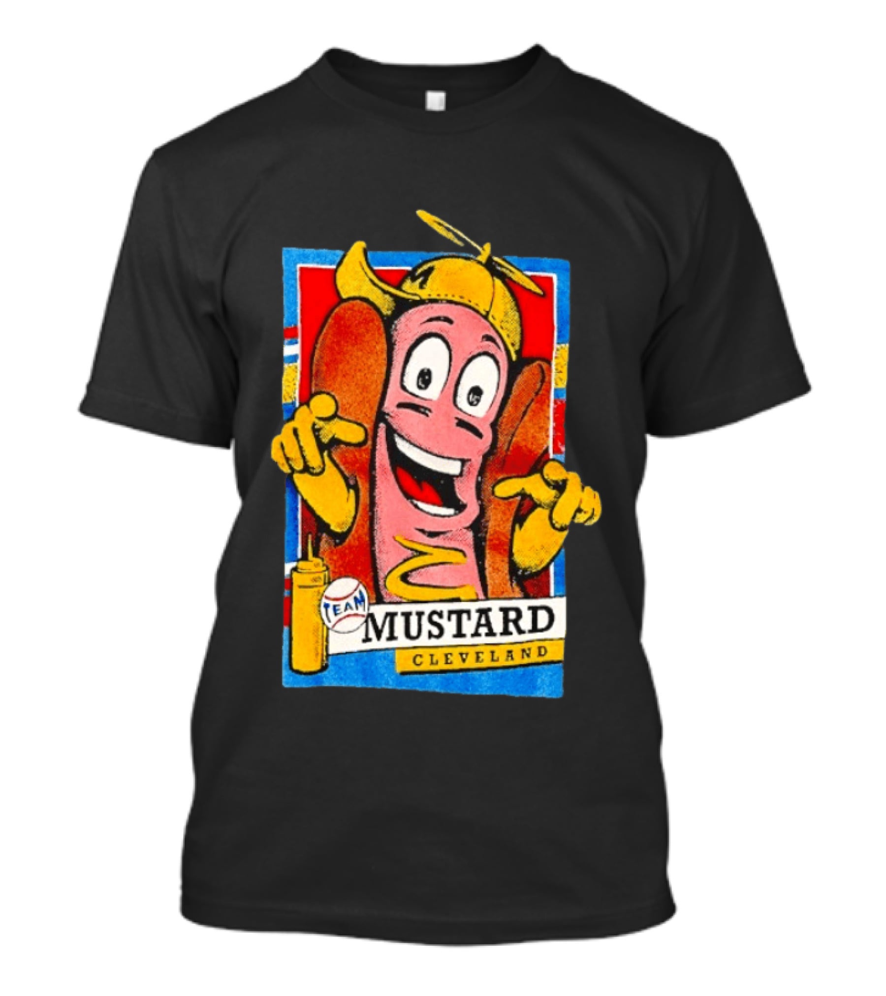 Cleveland Team Mustard Hot Dog Character Colorful T-Shirt