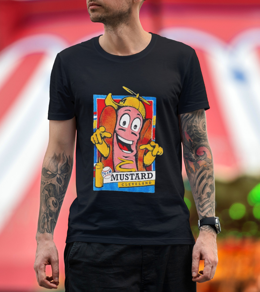 Cleveland Team Mustard Hot Dog Character Colorful T-Shirt