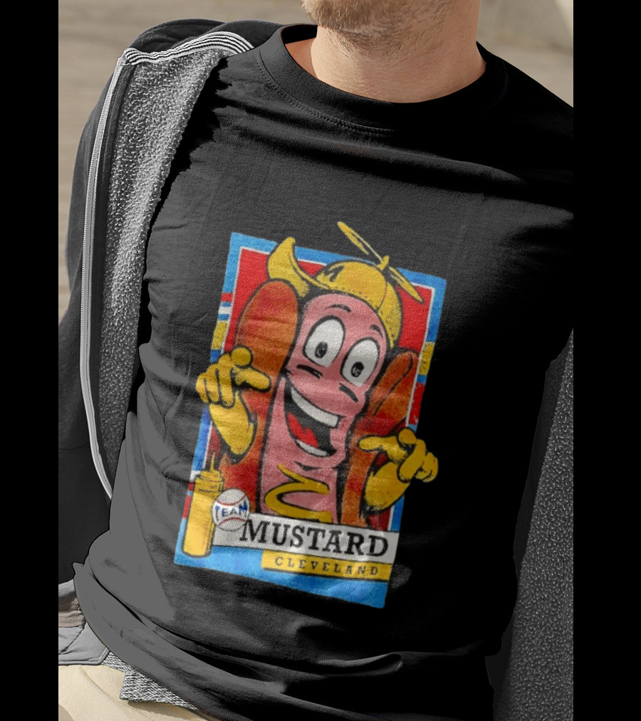 Cleveland Team Mustard Hot Dog Character Colorful T-Shirt