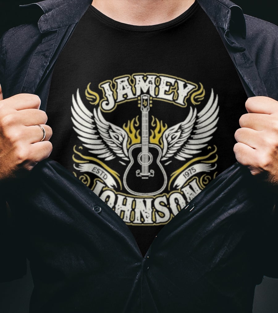 Jamey Johnson Guitar With Wings And Flames Est. 1975 T-Shirt