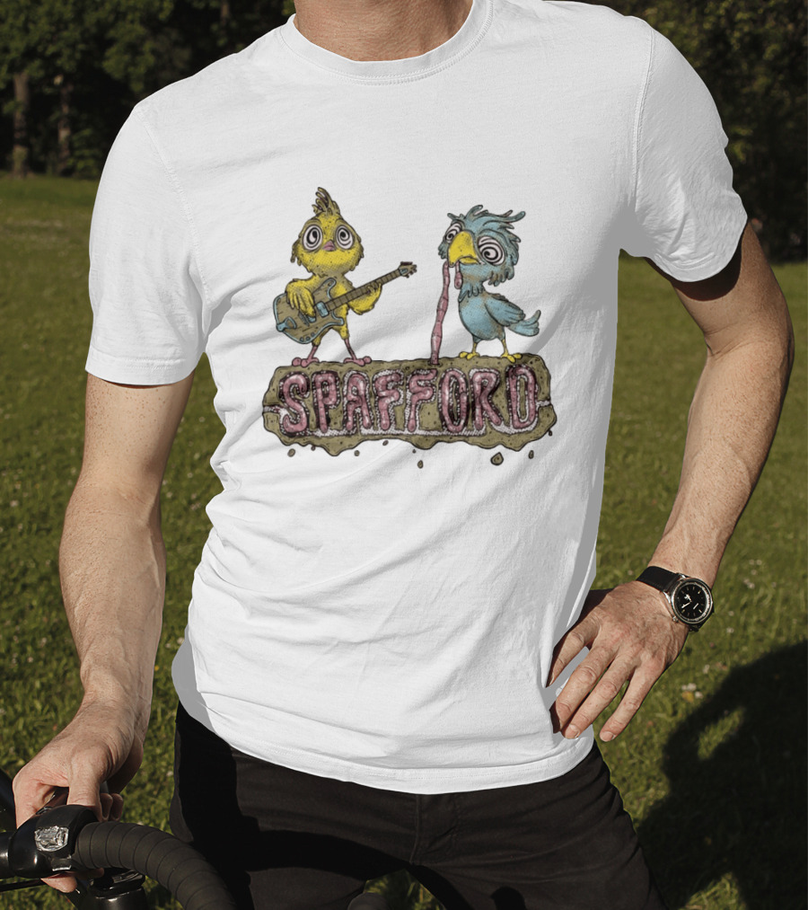 Spafford Birds Playing Guitar And Worm Microphone T-Shirt