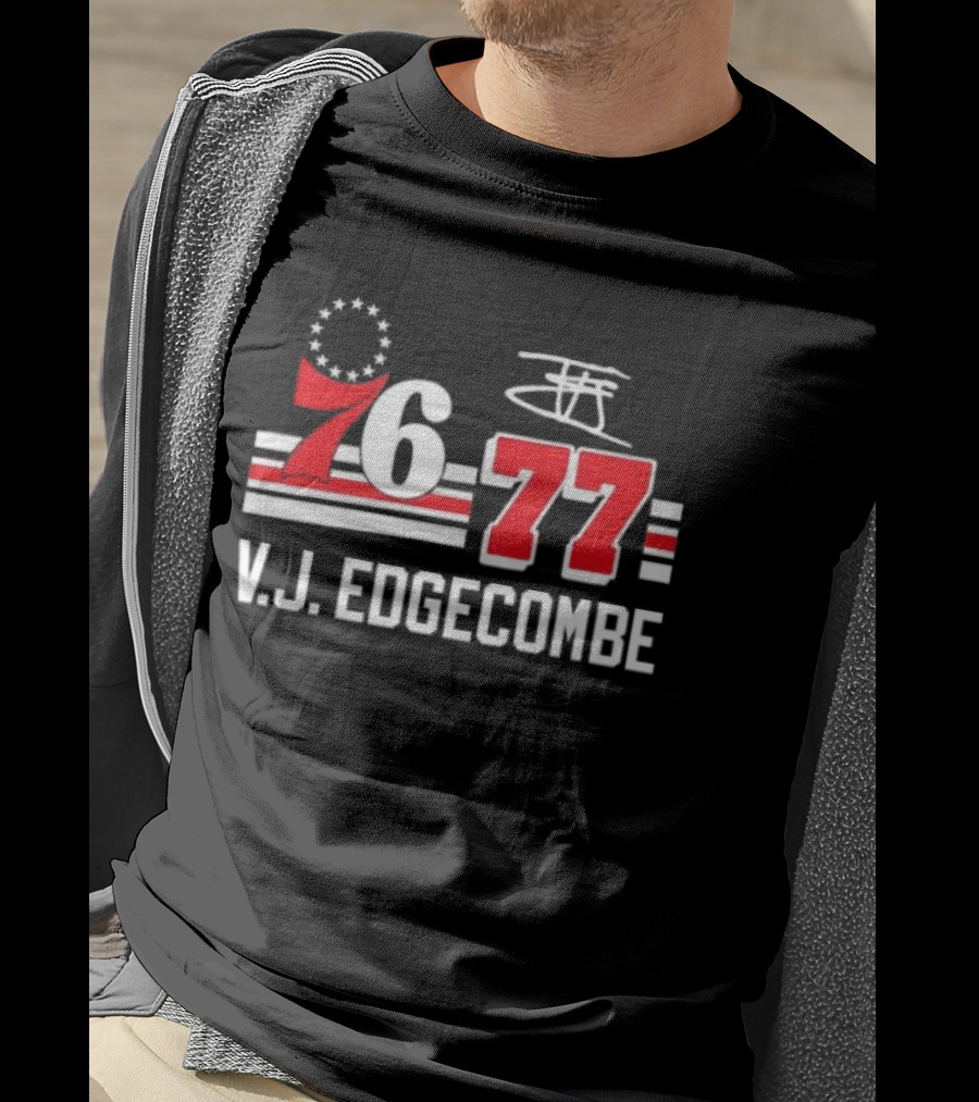 Philadelphia 76ers VJ Edgecombe 76 77 NBA Number T-Shirt
