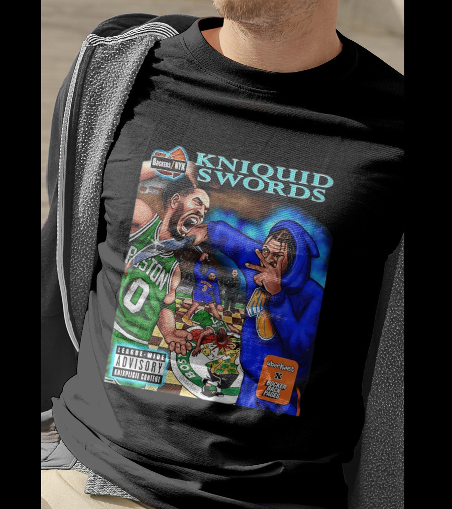 Kniquid Swords Bokers NYK Knixploitation Parental Advisory Uberkunst Bocker Back Pages T-Shirt