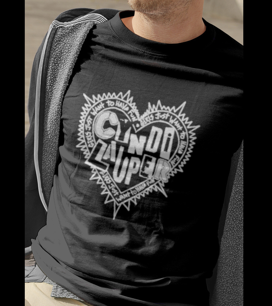 Cyndi Lauper Faded Black Punk Heart Spiked Lettering T-Shirt