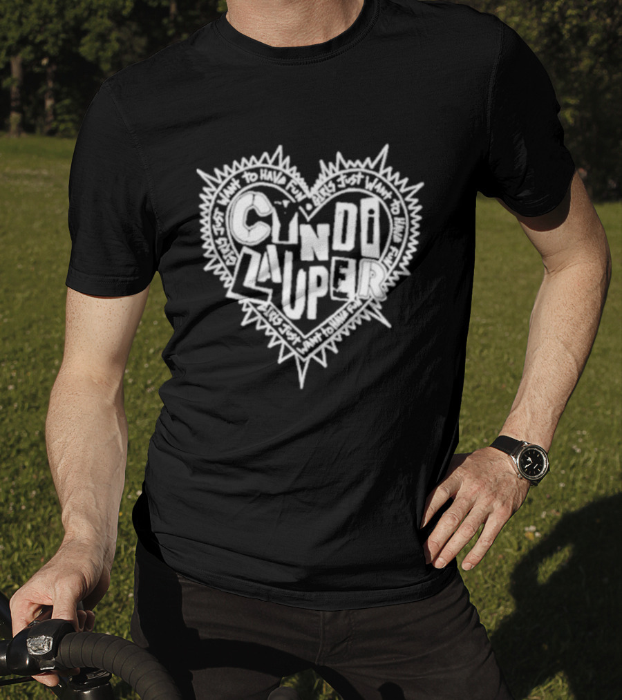 Cyndi Lauper Faded Black Punk Heart Spiked Lettering T-Shirt