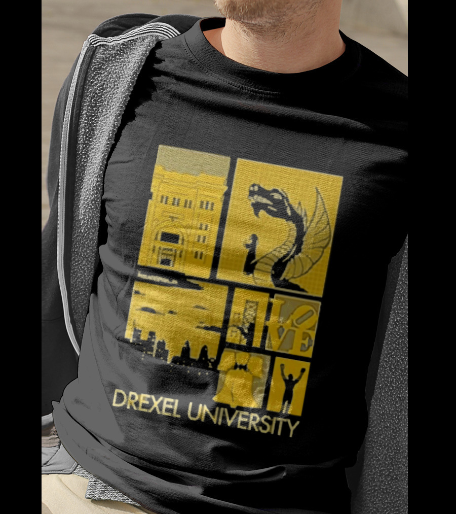 Drexel University Dragons Skyline Liberty Bell Icon Philadelphia T-Shirt