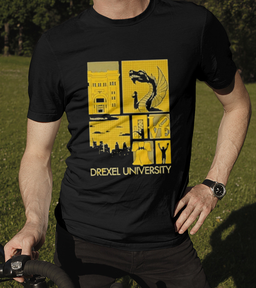 Drexel University Dragons Skyline Liberty Bell Icon Philadelphia T-Shirt