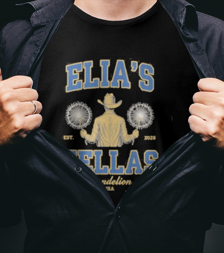 Elia's Fellas Dandelion USA Western Fella Est 2026 Cowboy With Dandelions T-Shirt