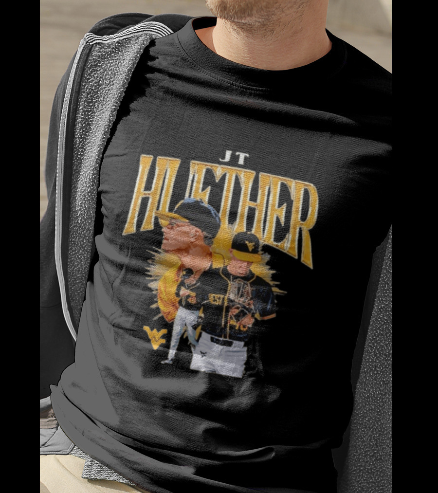JT Huether West Virginia Mountaineers Baseball Player WV T-Shirt