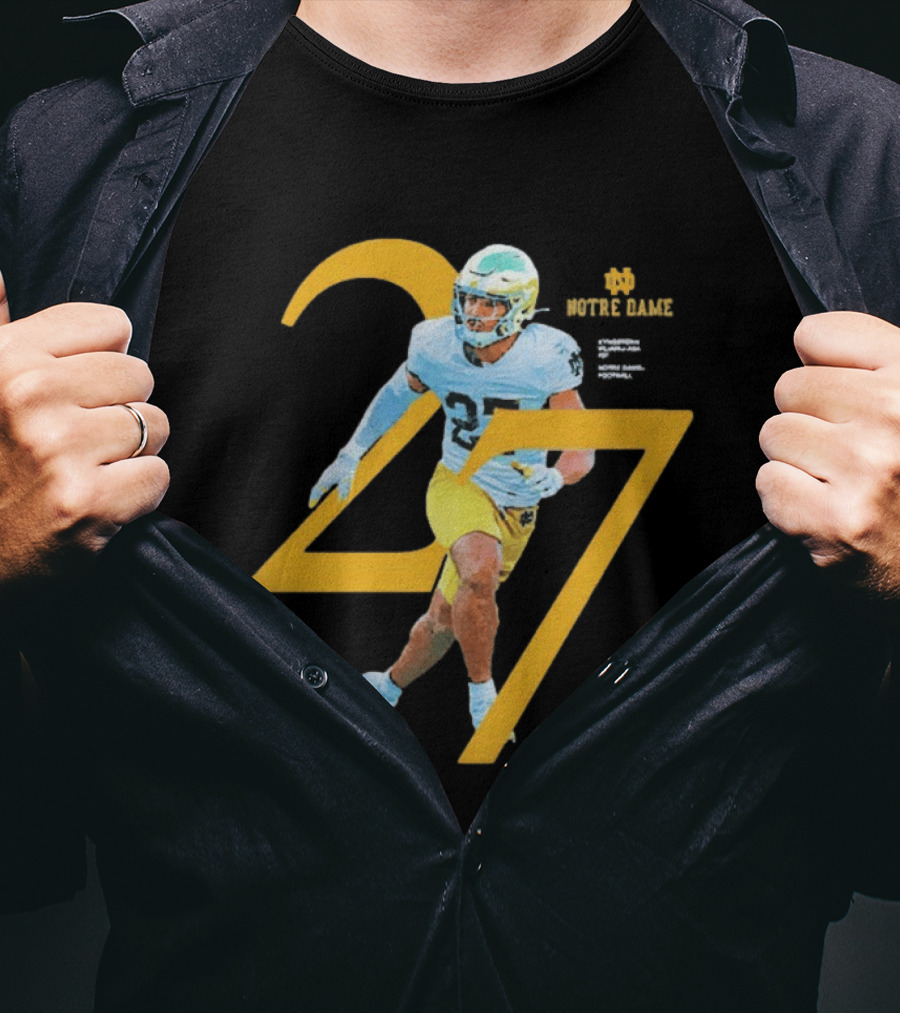 Kyngstonn Viliamu Asa 27 Notre Dame Fighting Irish Football Player T-Shirt