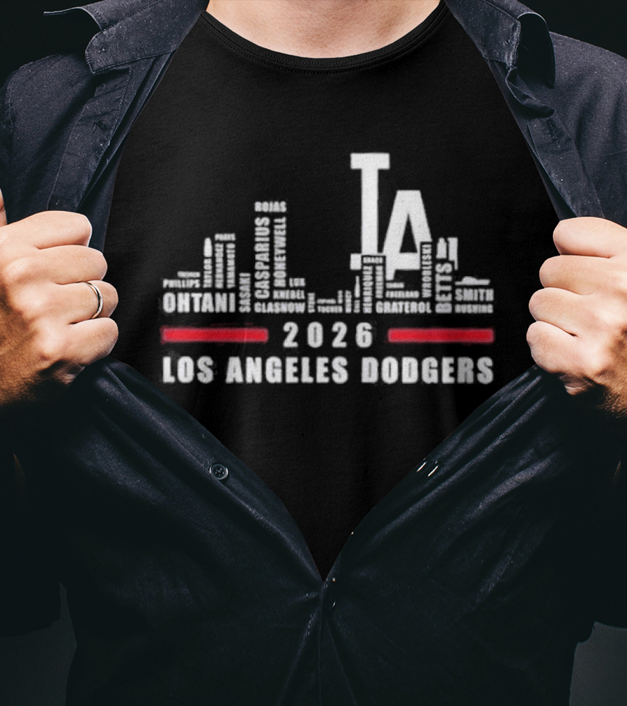 Los Angeles Dodgers 2025 City Skyline Greatest Of All Time Players T-Shirt