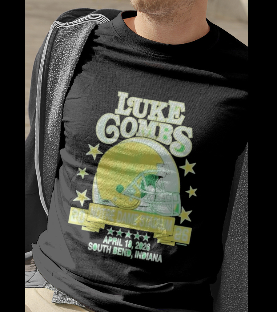 Luke Combs Notre Dame Stadium April 18 2026 South Bend Indiana Helmet Football Event T-Shirt