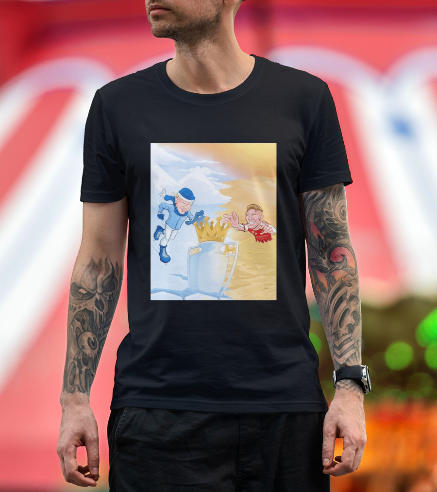 Manchester City Versus Arsenal April 2026 Premier League Title Showdown Cartoon T-Shirt