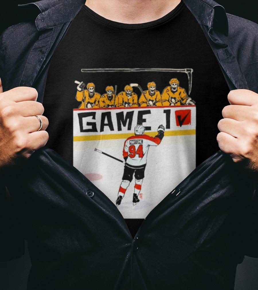Philadelphia Flyers Porter Martone Celebrates Game 1 Win Over Pittsburgh Penguins T-Shirt