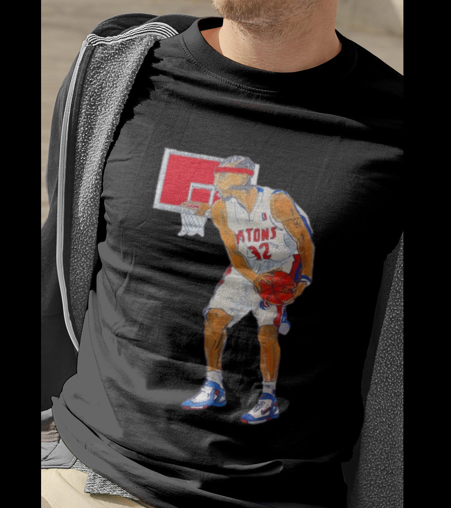 Richard Hamilton Pistons Let It Rip 32 Basketball Action T-Shirt