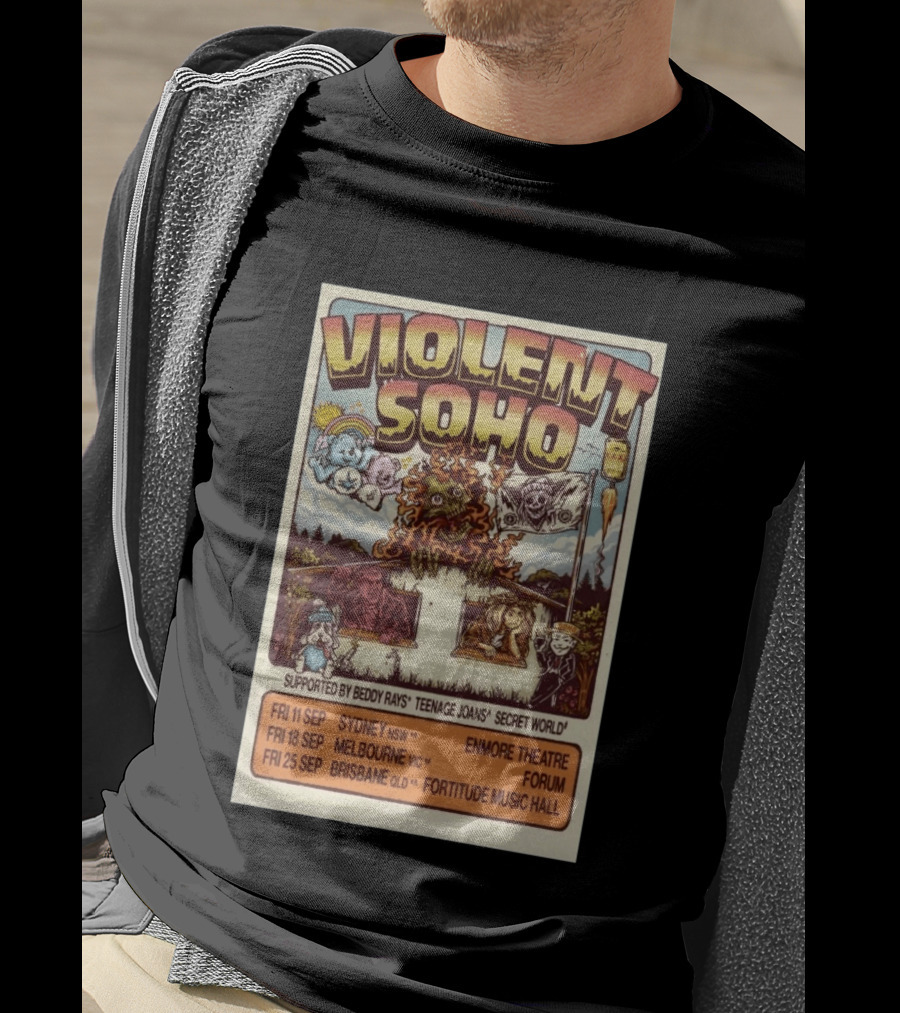 Violent Soho Australia Tour 2026 Enmore Theatre Forum Fortitude Music Hall Beddy Rays Teenage Joans Secret World T-Shirt