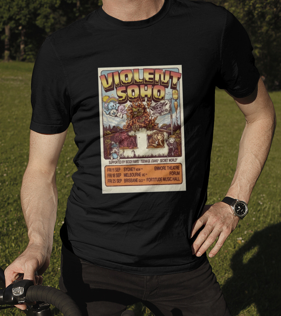 Violent Soho Australia Tour 2026 Enmore Theatre Forum Fortitude Music Hall Beddy Rays Teenage Joans Secret World T-Shirt