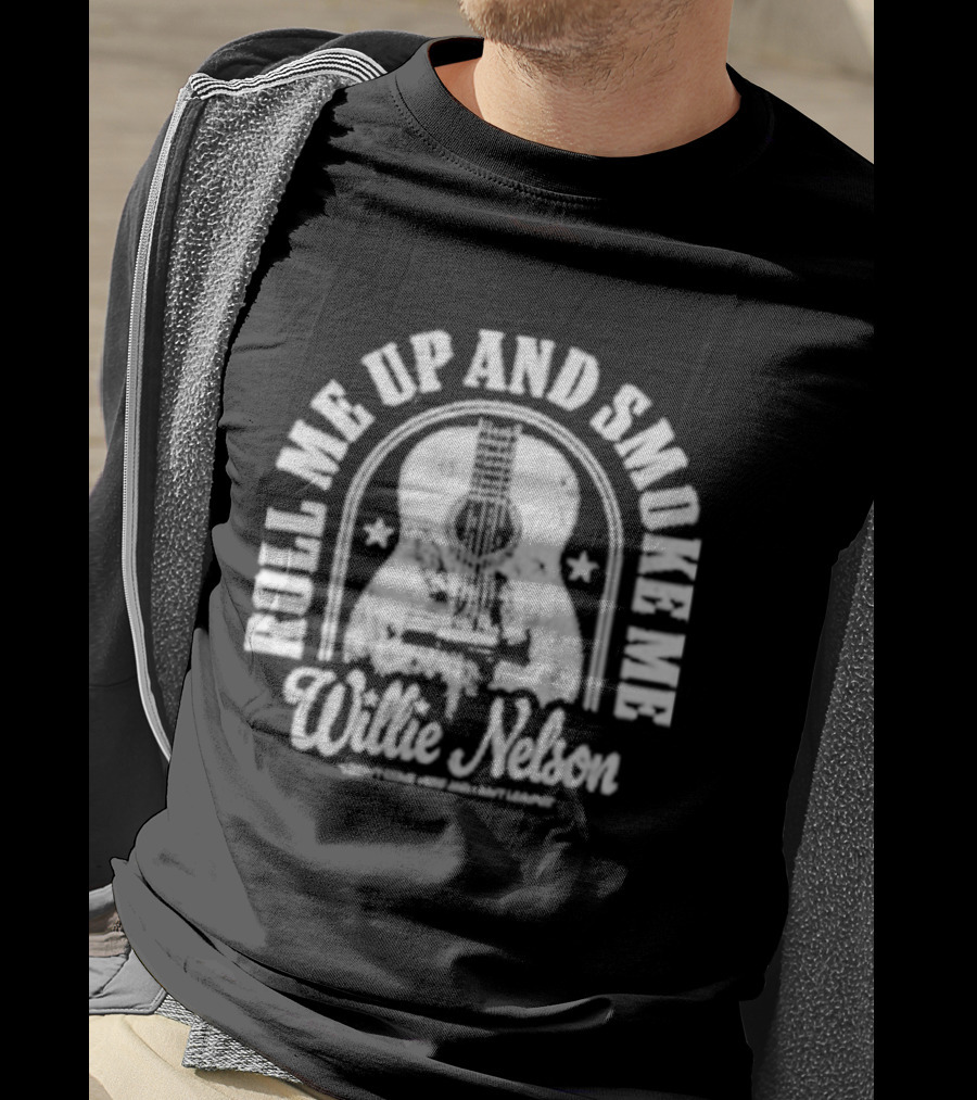 Roll Me Up And Smoke Me Willie Nelson Guitar T-Shirt