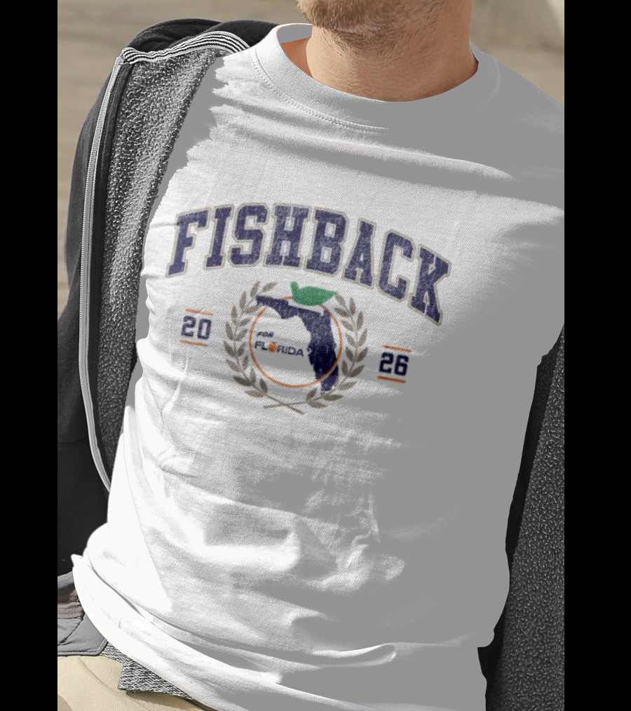 FISHBACK 2026 Florida Map Emblem With Laurel Wreath T-Shirt
