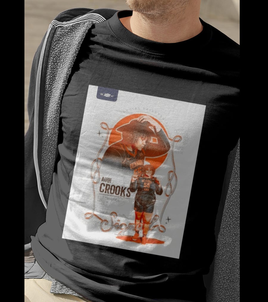 Audi Crooks Signed Oklahoma State Cowgirls Basketball 55 Center Senior T-Shirt