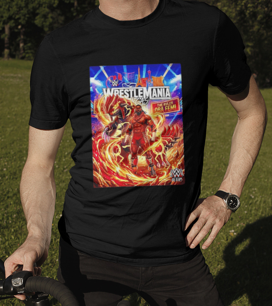 WrestleMania Vegas Pokémon Groudon X The Ruler Oba Femi WWE Superstar T-Shirt