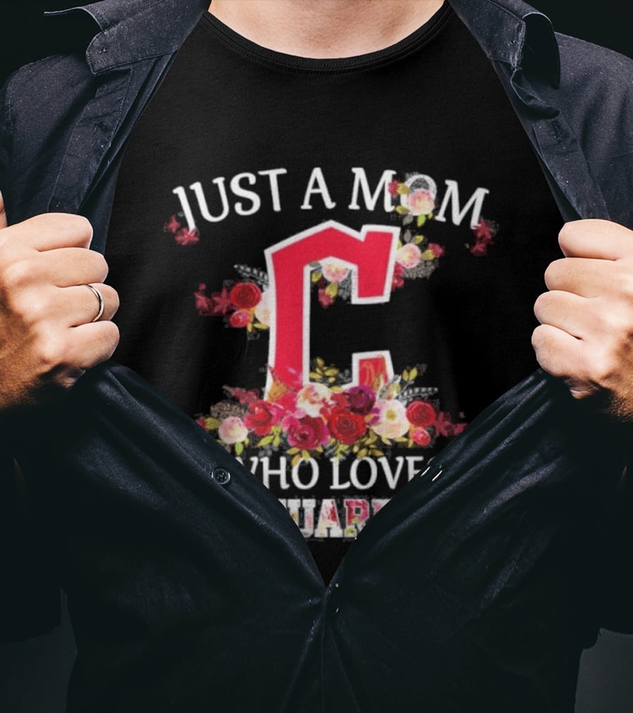 Just A Mom Who Loves Her Cleveland Guardians Floral Baseball Fan T-Shirt