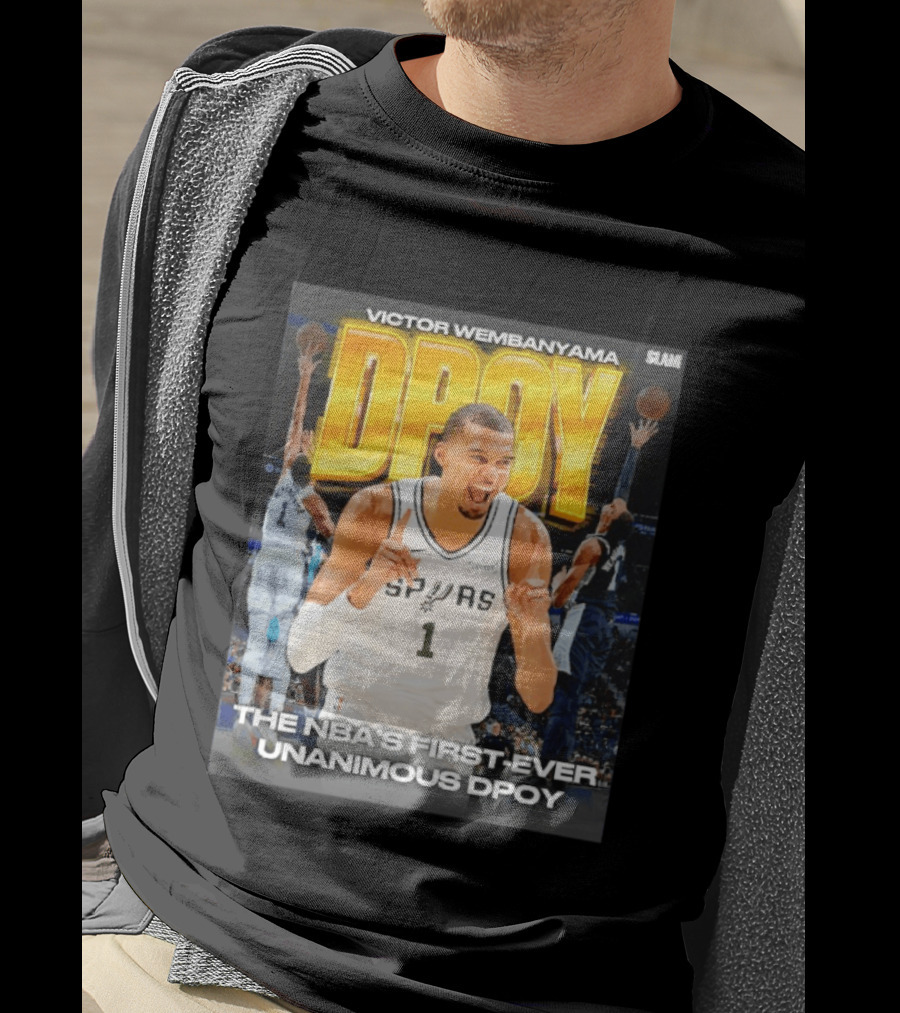 Victor Wembanyama Spurs Basketball NBA First Ever Unanimous DPOY Recognition T-Shirt