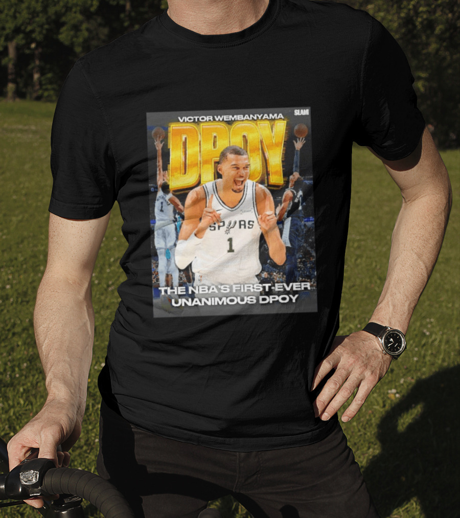 Victor Wembanyama Spurs Basketball NBA First Ever Unanimous DPOY Recognition T-Shirt