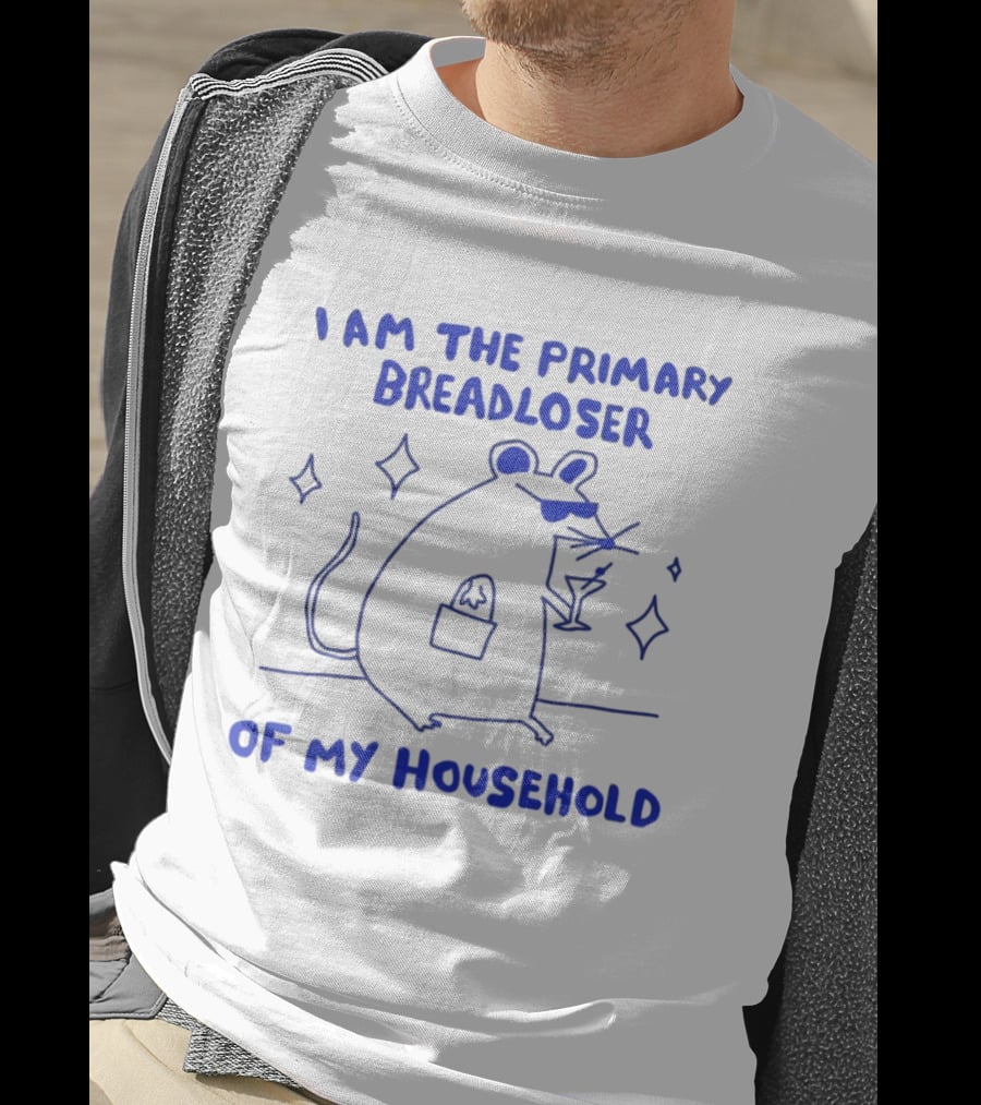 I Am The Primary Breadloser Of My Household Funny Mouse With Martini And Shades T-Shirt