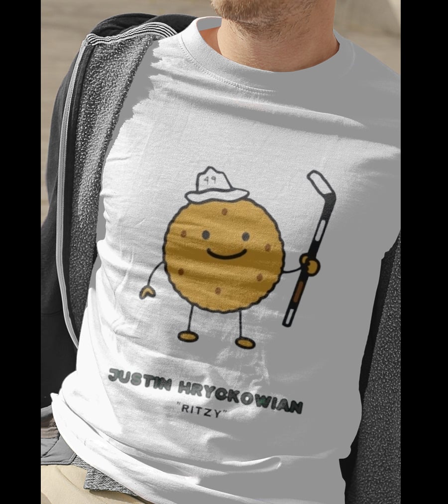 Justin Hryckowian Ritzy Hockey Cookie Character With Hat T-Shirt