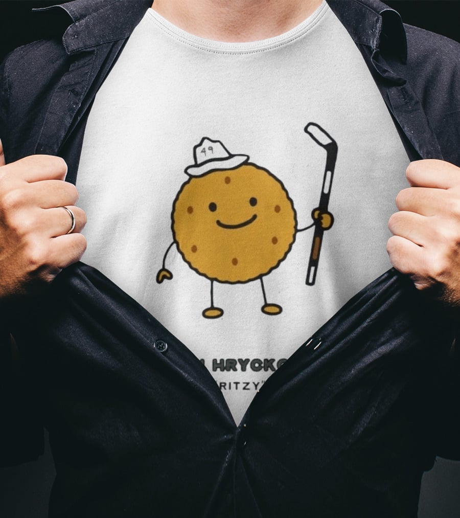 Justin Hryckowian Ritzy Hockey Cookie Character With Hat T-Shirt