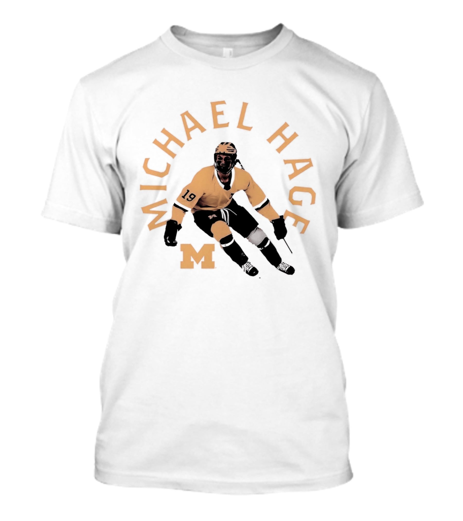 Michael Hage Michigan Wolverines Hockey 2026 Retro Ice Hockey Player Number 19 And Block M T-Shirt