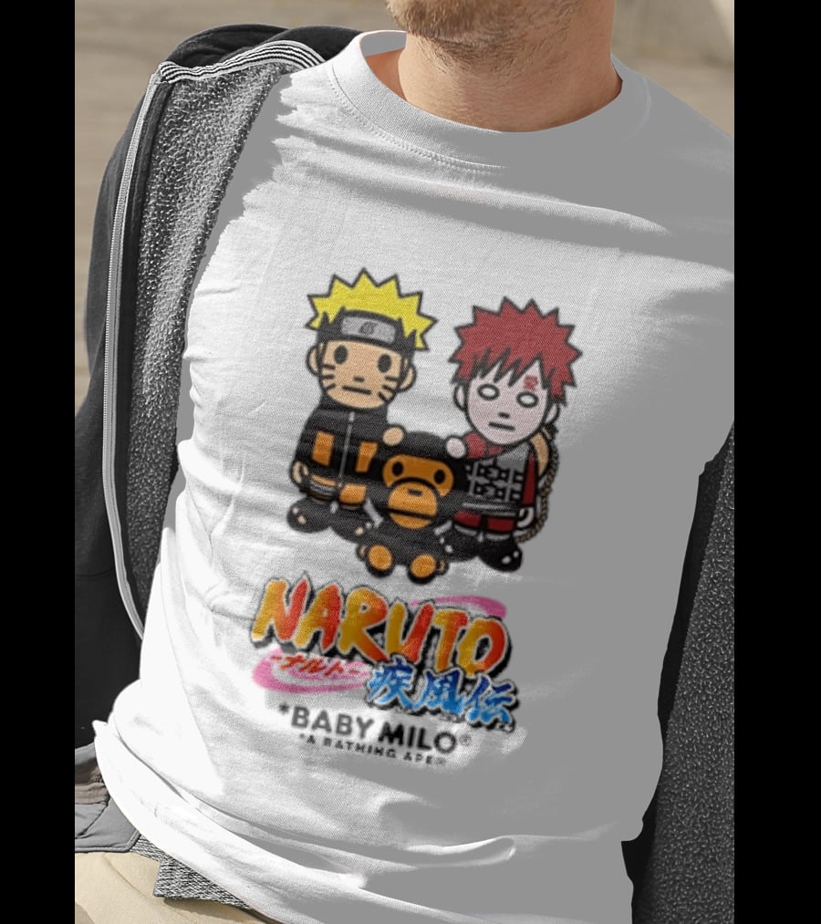 Naruto Baby Milo A Bathing Ape Collaboration With Gaara And Baby Milo Characters T-Shirt