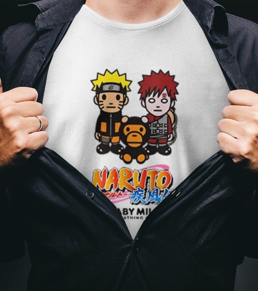 Naruto Baby Milo A Bathing Ape Collaboration With Gaara And Baby Milo Characters T-Shirt