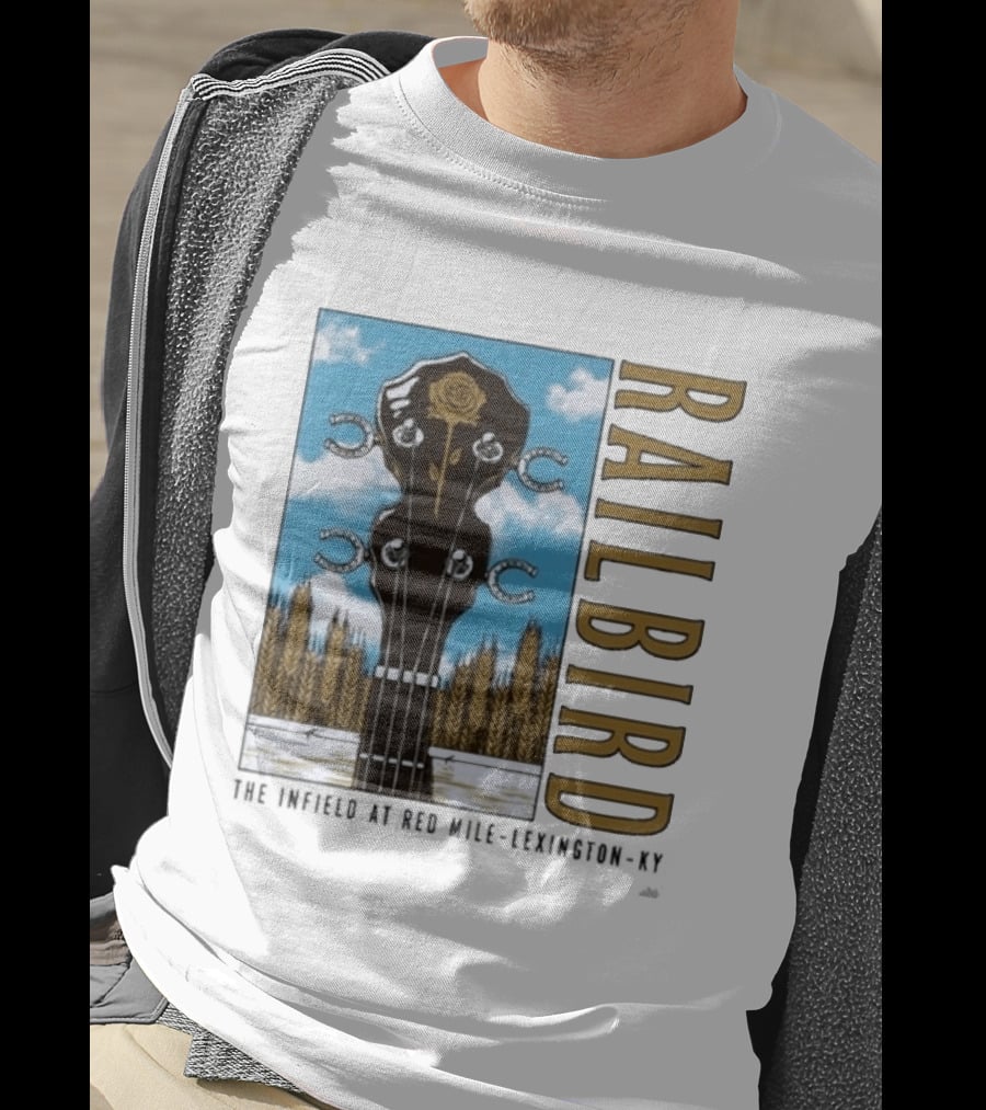 Railbird Festival June 6 7 2026 The Infield At Red Mile Lexington KY Banjo And Horseshoe T-Shirt
