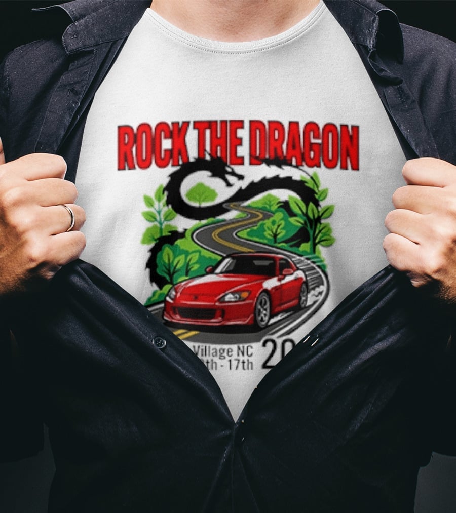 Rock The Dragon Fontana Village NC 2026 Red Car May 15th 17th T-Shirt
