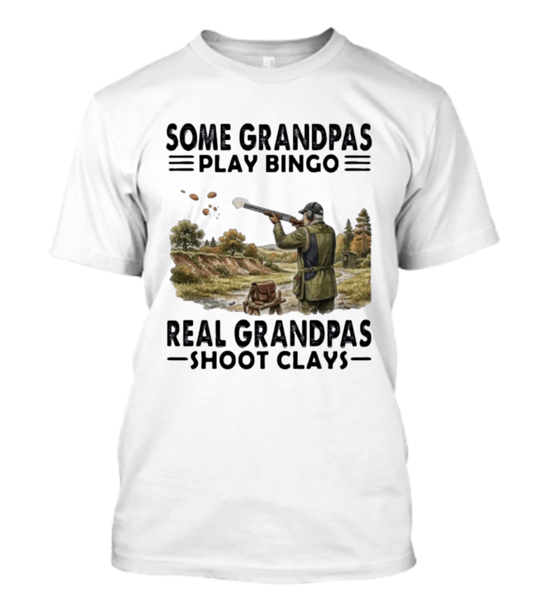 Some Grandpas Play Bingo Real Grandpas Shoot Clays Hunting Scene T-Shirt